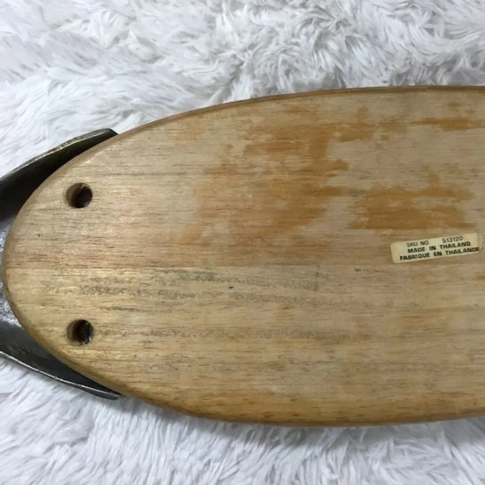 Vintage Rustic Genuine Wood Metal Fish Cutting Board Serving Tray